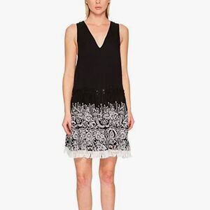 Jonathan Simkhai Silk Sleeveless Black Embroidered Mini Dress Size S